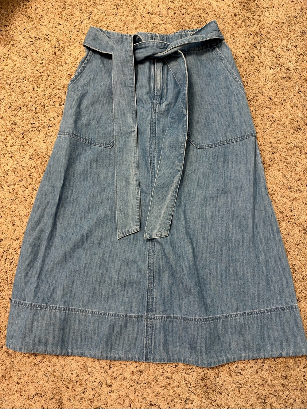 Universal Thread Light Blue Denim Belted Maxi Skirt